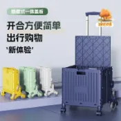 摺疊拉桿購物車 買菜小拉車 折疊手推車 爬梯購物車 戶外露營推車 買菜車小拉車小推車拉桿擺攤拖車折叠購物車神器便攜家用