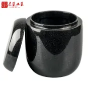 協貿國際日用品生活4館 高檔天然黑玉黑色骨灰壇骨灰罐整石挖空防潮防腐防水男士女小大號