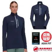 【MAMMUT 長毛象】女 保暖抗風 半開襟長袖排汗衣 Polartec Aenergy 長袖T恤 海洋藍 05510