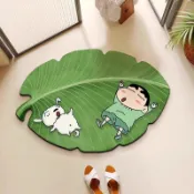 昕購商鋪 48H出貨小清新綠葉花卉硅藻泥地墊家用入戶防塵耐臟蹭腳墊浴室吸水地墊