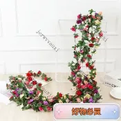 🔥臺灣出貨🔥2.5M 仿真花玫瑰花藤 45朵花仿真花藤花牆人造常春藤藤條花串假花藤掛藤蔓牆面裝飾居家裝飾水管空調管道