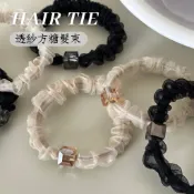 ACE愛飾 透紗小方糖 細緻優雅 髮圈 高彈力髮繩 髮飾 馬尾 高彈力 橡皮圈 綁頭髮圈 綁頭髮 髮繩