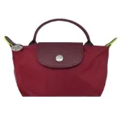 LONGCHAMP LE PLIAGE GREEN系列撞色再生尼龍手提水餃化妝包(紅石榴)