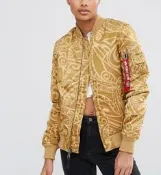ALPHA INDUSTRIES MA-1 VF Tonga Print Bomber M號 金色 東加 女生 飛行外套