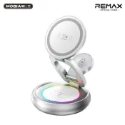 【隔日達】REMAX 20.5W金屬折疊旋轉三合一磁吸無線充電器 手機+手錶+耳機同充 摺疊便攜座充 台灣正版公司貨