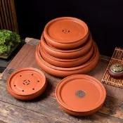【可開發票】潮州朱泥手拉茶盤傳統家用大小圓形紫砂茶船儲水幹泡臺茶海茶臺