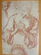 §§★§§---法國收藏大師素描欣賞---15---雙手合十的女人半身像---布魯馬特---羅浮宮與巴黎素描---10之04---★繪畫藝術明信片