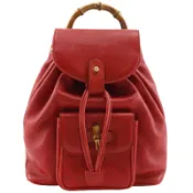 【DOKODEMO】Gucci 竹節背包/日用背包迷你背包 003.3444.0030 皮革紅色單肩包/手提包翻蓋女款 [二手]