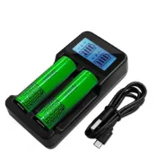(店+)韓國製10A大放電 安全認證凸頭18650充電鋰電池 3400mAh(2顆入)+LCD液晶雙槽充電器 充電組