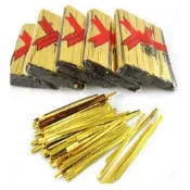 姵蒂屋 （1000入)金絲帶(12公分)(顏色隨機)魔帶封口鐵絲/魔帶/束帶/鐵線/束線扎線 吐司袋 麵包袋 金蔥線