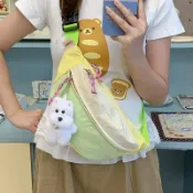 ✨限時下殺ins學院風小清新拼色胸包 女生外出通勤斜挎包運動騎行腰包餃子包