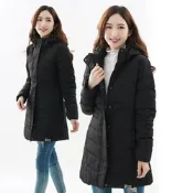 【遊遍天下】女款顯瘦保暖長版防風防潑水連帽羽絨外套(GJ22026黑色 )M-5L大尺碼