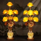 不二選 免運 九品LED琉璃蓮花燈七品供佛燈觀音佛前插電荷花苞長明燈一對佛堂