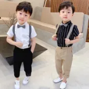 ❤️台灣現貨❤️90-170碼男童装西服套装英倫修身格子禮服小西装韓版花童婚禮禮服 表演禮服畢業典禮三件套