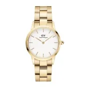 【Daniel Wellington】DW 手錶  Iconic Link 28mm/32mm精鋼錶 香檳金-白錶盤(DW00100567)