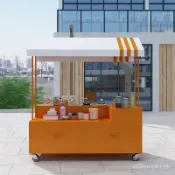 流動擺攤車鐵藝花車小推車超市戶外促銷車展示臺夜市地攤車促銷臺 手推车