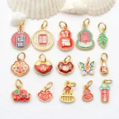 宏雲Hongyun-qr-（5pcs）古法沙金配件吊墜diy手鍊手串配珠掛飾