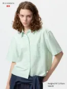 【UNIQLO】女裝/男女適穿 牛津條紋寬版襯衫(短袖) 484850