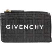 GIVENCHY G Cut 4G 浮雕壓花帆布拼接羊皮卡片夾/零錢包(黑色)