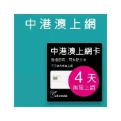 【citimobi】中港澳上網卡 - 4天上網吃到飽不降速(中國 香港 澳門網卡 高速 無限上網 中港澳 sim卡)