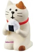 日本Decole concombre 加藤真治療癒商品新年快樂吃飯糰的三毛貓人偶 組