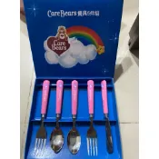 芝司樂 歡樂芝麻街 Care Bears 熊 彩虹熊 愛心熊 豬五福臨門 不鏽鋼叉子湯匙組合