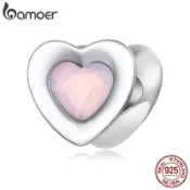 Bamoer 925 純銀吊墜 Love 系列粉色 Love Diy 手鍊首飾女士禮物