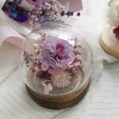 永生花玻璃球 康乃馨玻璃罩 附母親節禮盒 可客製字卡