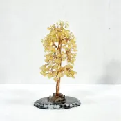 (店+)【御古齋】天然 黃水晶 小招財樹 小發財樹 銅絲樹枝 玉石底座 增補五行 裝飾擺設 居家辦公 風水開運擺件 0619