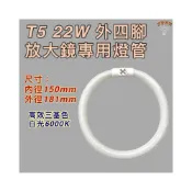 (店+)放大鏡專用燈管 T5 22W T4 11W 12W 白光 6000K 環形燈管 外四腳圓型燈管放大鏡 檯燈