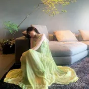 2026新款裙小眾氣質別緻扎染大擺清新綠色洋裝女吊帶度假海邊風長裙夏季