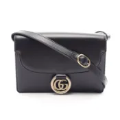 【DOKODEMO】【二手】Gucci 雙G肩背包 589474 黑色皮革 GG Marmont 女士單背包