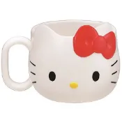 小禮堂 Hello Kitty 造型單耳美耐皿小水杯 兒童水杯 塑膠杯 240ml (白 大臉)