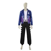       真人快打強尼凱吉cos服亮面藍紫夾克套裝遊戲角色表演服套裝 X D W E