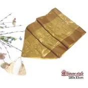 【i郵購】地球家 【A】織錦緞綢桌旗/桌巾/桌布＊編號(9) 亮片荷花-土金《台灣製》