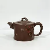 (店+)【御古齋】中國宜興 紫砂壺 名師 汪寅仙 梅桩壺 泡茶壺 名家款 手工拉胚撰刻壺 有底款 茶道精品 010706