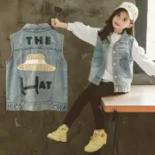 兒童馬甲 女童牛仔馬甲 外穿牛仔外套 洋氣時尚小香風馬甲 兒童坎肩背心 中大童外套 兒童背心 百搭馬甲【不二雜貨】