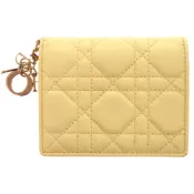 【DOKODEMO】成色極佳 Christian Dior Cannage Lady Dior 33MA0291 小牛皮黃雙折皮夾 0868 [二手] Christian Dior 克里斯汀·迪奧