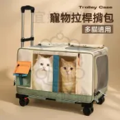 寵物拉桿箱 大容量兩只便攜兩廂隔離 寵物外出包貓包【宜好購物百貨甄選商鋪】