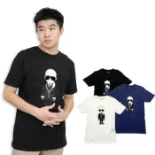 (店+)【KARL LAGERFELD 卡爾】KARL LOGO短T  特殊款 男款 卡爾 拉格斐 LAGERFELD 男生老佛爺彩印 墨鏡絨布 T恤 #7914