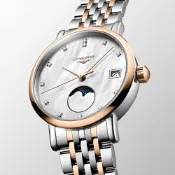 LONGINES 浪琴 Elegant Collection 優雅系列 18K玫瑰金 珍珠貝鑽石月相石英女錶 開學換新季 送禮推薦-30mm L4.330.5.87.7