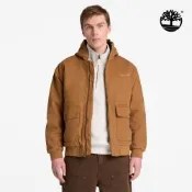 Timberland官方旗艦 男款深小麥色寬版保暖帆布飛行外套|A27W6EH2