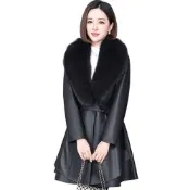 [巴黎精品] 現貨+預購 真羊皮狐狸毛領白鴨絨羽絨皮衣外套寬鬆休閒女裝-修身中長款女外套n1ml4