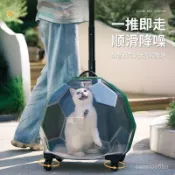 🐱熱銷免運 可開髮票🐱 寵物拉桿箱貓包 外出便攜貓咪行李箱透明大號狗狗旅行箱推車太空艙 貓咪拉桿箱 寵物航空箱外出箱
