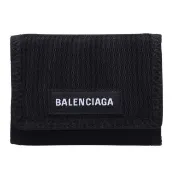 【Balenciaga 巴黎世家】經典Explorer系列品牌字母LOGO尼龍三摺短夾(黑507481-9TYY5-1000)