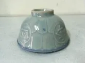 WH27304【四十八號老倉庫】全新 早期 台灣 藍釉 四季平安 古早碗 飯碗 米糕碗 碗粿碗 11.4cm 有瑕 1碗