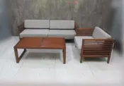 新竹二手家具◎百豐悅2手傢俱-二手沙發 詩肯1+2+茶几柚木沙發組 客廳多人沙發 休閒沙發椅 台中2手家具 觀音二手傢俱