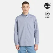 Timberland 男款藍色牛津長袖襯衫|A6AWMEYP