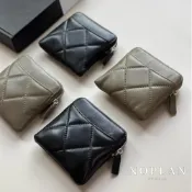 (店+)𝑵𝒐𝑷𝒍𝒂𝒏 韓國 菱格吐司零錢包 卡包 真皮零錢包 拉鍊款 小羊皮 菱格紋 小香風 皮夾 卡夾零錢包