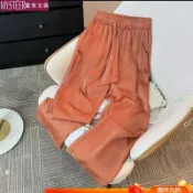 [蜜雪女裝] 快速出貨-100%正品撤櫃桑蠶絲休閒褲真絲緞面寬褲2026新款垂墜感直筒寬鬆褲